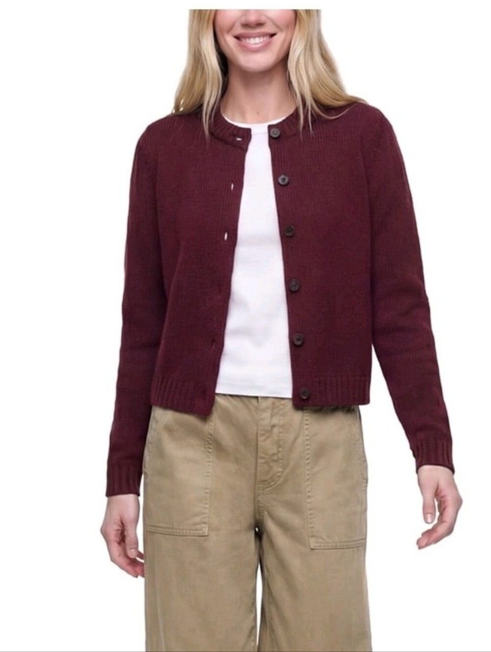 (6) Gap  Button-Front Cropped Cardigan